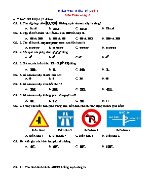 Kiểm tra giữa kì 1 Toán Lớp 6 - Năm học 2022-2023 (Có đáp án)